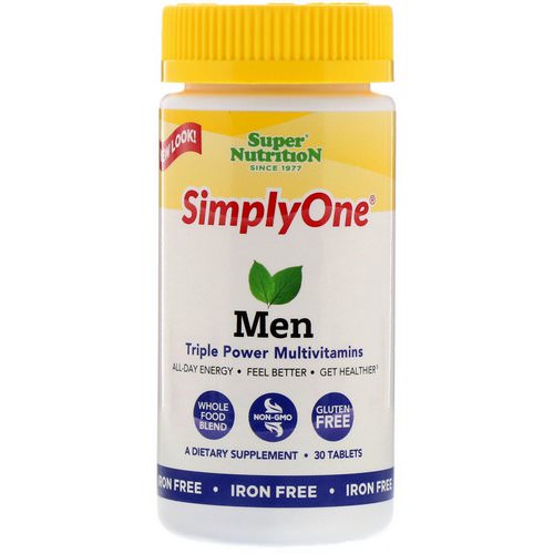 Super Nutrition, SimplyOne, Men, Triple Power Multivitamin, Iron Free, 30 Tablets Review