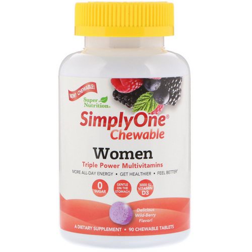 Super Nutrition, SimplyOne, Women, Triple Power Multivitamin, Wild-Berry Flavor, 90 Chewable Tablets Review