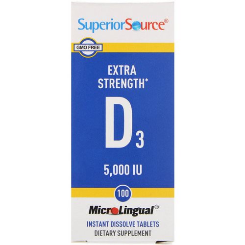 Superior Source, Extra Strength Vitamin D3, 5,000 IU, 100 MicroLingual Instant Dissolve Tablets Review