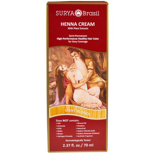 Surya Brasil, Henna Cream, High-Performance Healthy Hair Color for Grey Coverage, Light Blonde, 2.37 fl oz (70 ml) Review