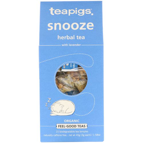 TeaPigs, Snooze Herbal Tea with Lavender, Caffeine Free, 15 Tea Temples, 1.58 oz (45 g) Review