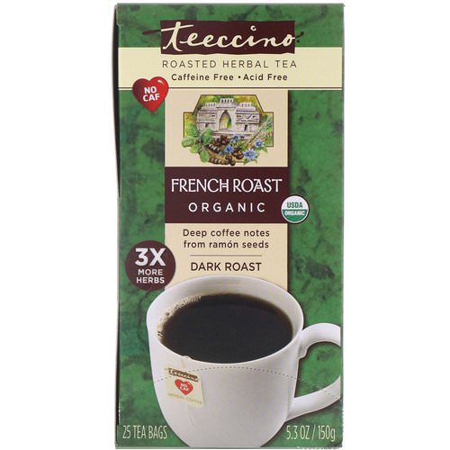 Teeccino, Organic Roasted Herbal Tea, French Roast, Dark Roast, Caffeine Free, 25 Tea Bags, 5.3 oz (150 g) Review