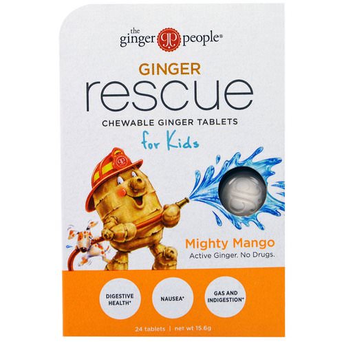 The Ginger People, Ginger Rescue, Chewable Ginger Tablets for Kids, Mighty Mango, 24 Tablets (15.6 g) Review