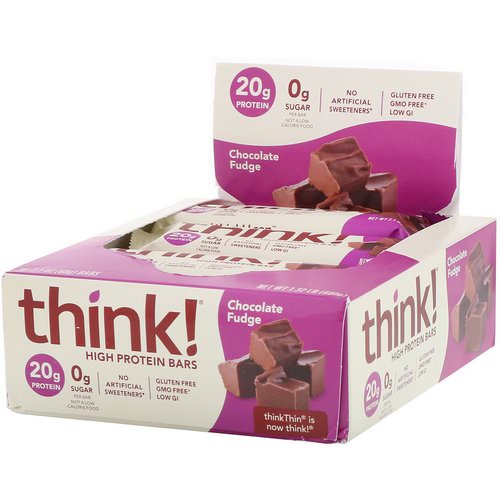 ThinkThin, High Protein Bars, Chocolate Fudge, 10 Bars, 2.1 oz (60 g) Each Review