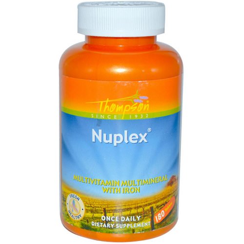 Thompson, Nuplex, Multivitamin Multimineral with Iron, 180 Tablets Review