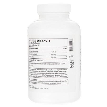 Pancreatin, Betaine HCL TMG, Digestion, Supplements