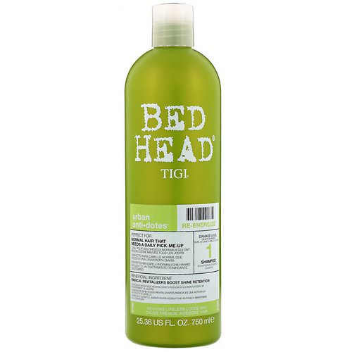 TIGI, Bed Head, Urban Anti+dotes, Re-Energize, Damage Level 1 Shampoo, 25.36 fl oz (750 ml) Review