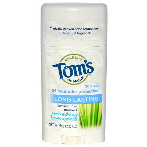 Tom's of Maine, Natural Long Lasting Deodorant, Aluminum-Free, Refreshing Lemongrass, 2.25 oz (64 g) Review