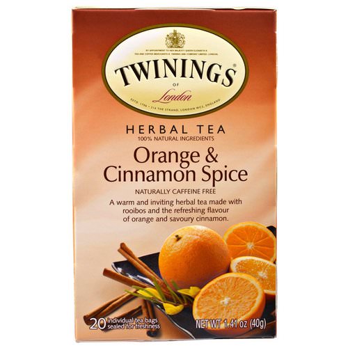 Twinings, Herbal Tea, Orange & Cinnamon Spice, Naturally Caffeine Free, 20 Individual Tea Bags, 1.41 oz (40 g) Review