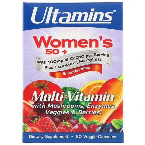 Ultamins, Women's 50+ Multi-Vitamin with CoQ10, Mushrooms, Enzymes, Veggies & Berries, 60 Veggie Capsules Review
