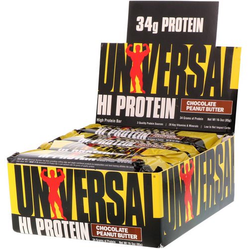 Universal Nutrition, HiProtein Bar, Chocolate Peanut Butter, 16 Bars, 3 oz (85 g) Each Review