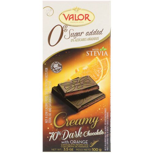 Valor, 0% Sugar Added, Creamy 70% Dark Chocolate, with Orange, 3.5 oz (100 g) Review