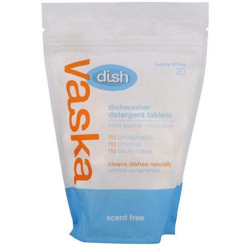 Vaska, Dish, Dishwasher Detergent Tablets, Scent Free, 20 Tablets Review