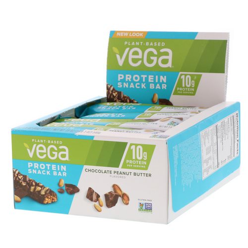 Vega, Snack Bar, Chocolate Peanut Butter, 12 Bars, 1.6 oz (45 g) Each Review