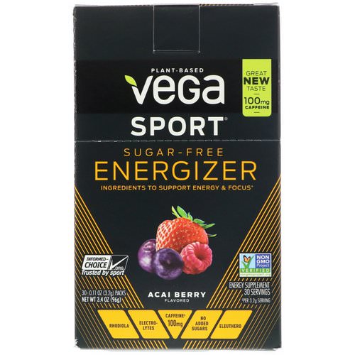 Vega, Sport, Sugar-Free Energizer, Acai Berry, 30 Packs, 0.11 oz (3.2 g) Each Review