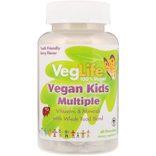VegLife, Vegan Kids Multiple, Berry Flavor, 60 Chewables Review