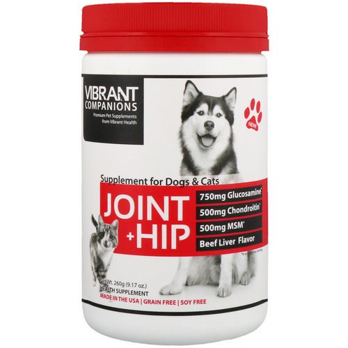 Vibrant Health, Joint + Hip, Supplement for Dogs & Cats, Beef Liver Flavor, 9.17 oz (260 g) Review