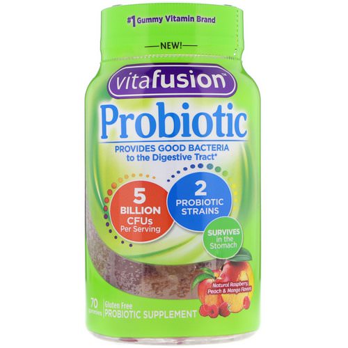 VitaFusion, Probiotic, Natural Raspberry, Peach & Mango Flavor, 70 Gummies Review