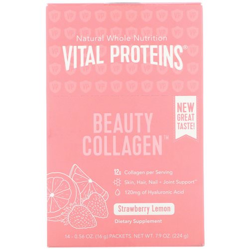 Vital Proteins, Beauty Collagen, Strawberry Lemon, 14 Packets, 0.56 oz (16 g) Each Review
