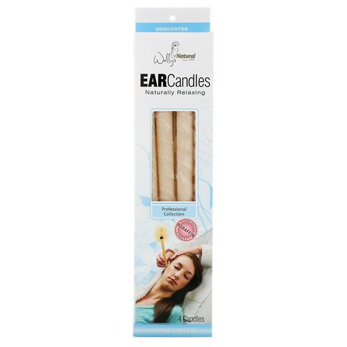 Wally's Natural, Professional Collection, Paraffin Ear Candles, Unscented, 4 Pack Review