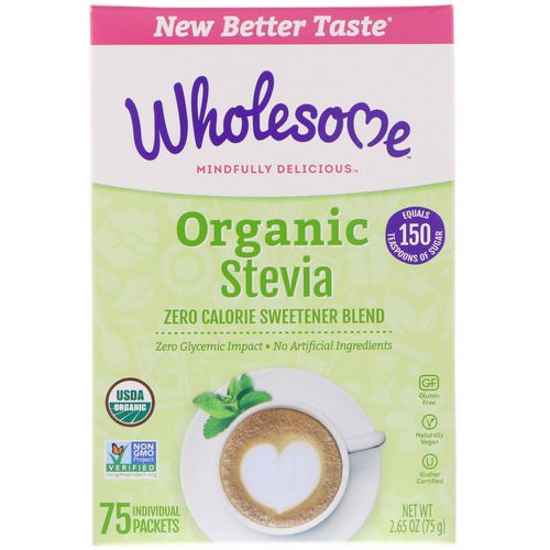 Wholesome, Organic Stevia, Zero Calorie Sweetener Blend, 75 Individual Packets, 2.65 oz (75 g) Review