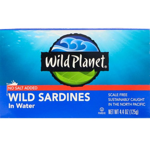 Wild Planet, Wild Sardines In Water, No Salt Added, 4.4 oz (125 g) Review
