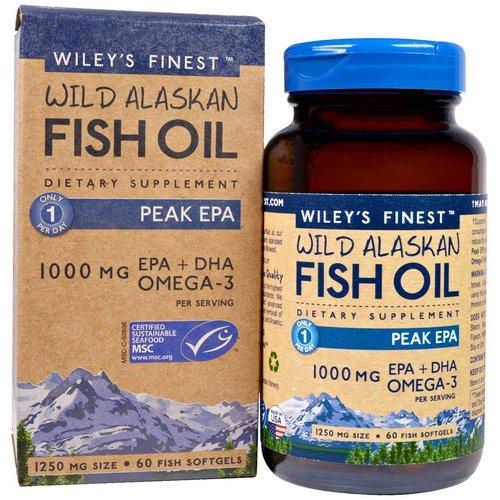 Wiley's Finest, Wild Alaskan Fish Oil, Peak EPA, 1250 mg, 60 Fish Softgels Review