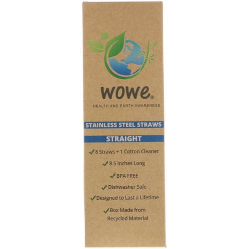 Wowe, Stainless Steel Straws, Straight, 8 Straws + 1 Cotton Cleaner Review