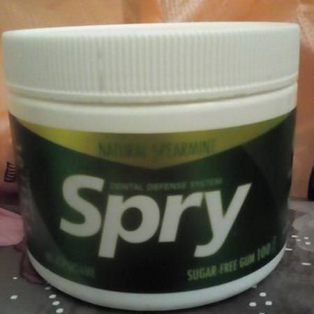 Spry, Chewing Gum, Natural Spearmint, Sugar Free