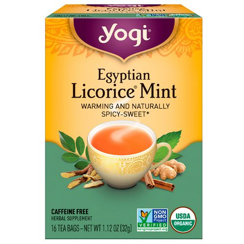 Yogi Tea, Egyptian Licorice Mint, Caffeine Free, 16 Tea Bags, 1.12 oz (32 g) Review