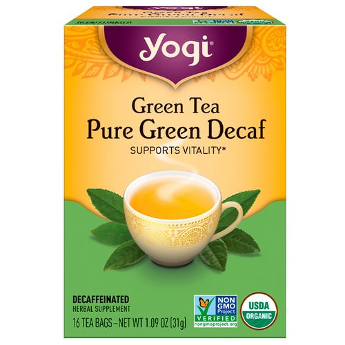 Yogi Tea, Green Tea, Pure Green Decaf, 16 Tea Bags, 1.09 oz (31 g) Review