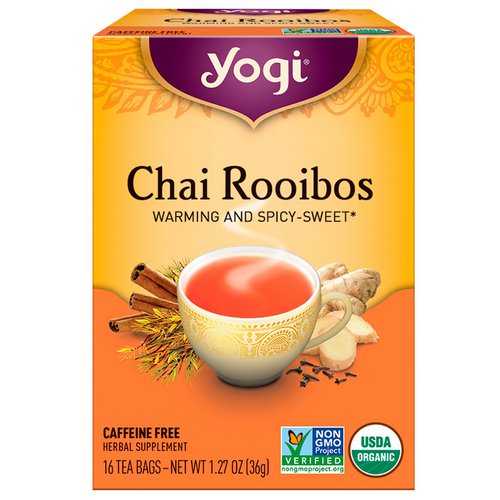 Yogi Tea, Organic, Chai Rooibos, Caffeine Free, 16 Tea Bags, 1.27 oz (36 g) Review
