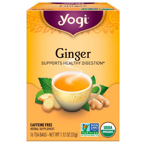 Yogi Tea, Organic Ginger, Caffeine Free, 16 Tea Bags, 1.12 oz (32 g) Review