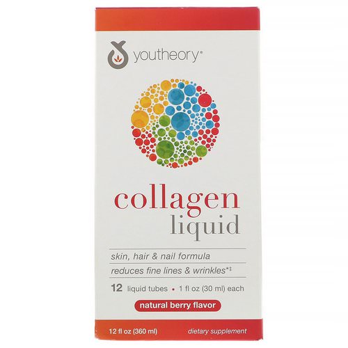 Youtheory, Liquid Collagen, Natural Berry, 12 Liquid Tubes, 1 fl oz (30 ml) Each Review