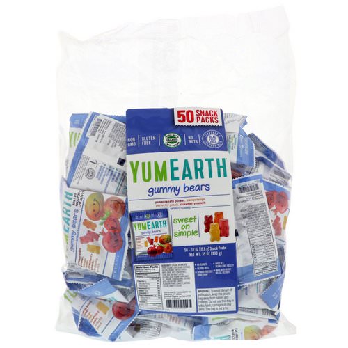 YumEarth, Gummy Bears, Assorted Flavors, 50 Snack Packs, 0.7 oz (19.8 g) Each Review