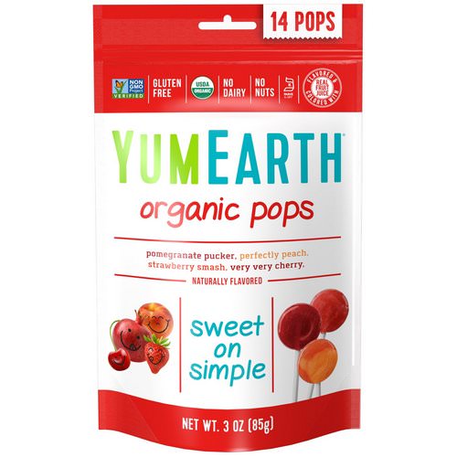 YumEarth, Organic Pops, Assorted Flavors, 14 Pops, 3 oz (85 g) Review