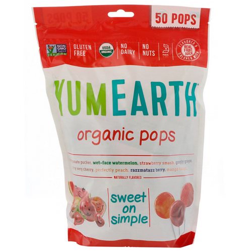 YumEarth, Organic Pops, Assorted Flavors, 50 Pops, 12.3 oz (348.7 g) Review