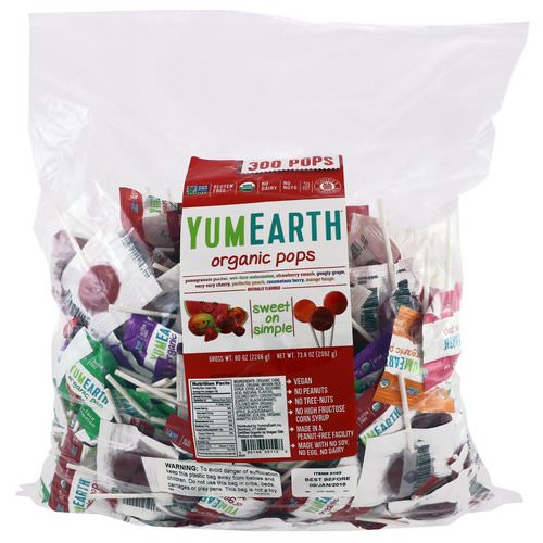 YumEarth, Organic Pops, Assorted Fruits Flavors, 300 Pops, 5 lbs (2268 g) Review
