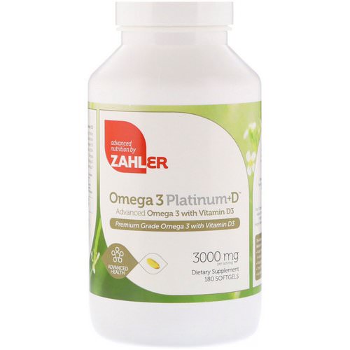 Zahler, Omega 3 Platinum+D, Advanced Omega 3 with Vitamin D3, 3000 mg, 180 Softgels Review