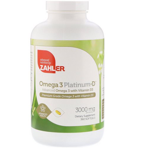 Zahler, Omega 3 Platinum+D, Advanced Omega 3 with Vitamin D3, 3000 mg, 360 Softgels Review
