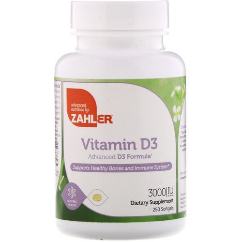 Zahler, Vitamin D3, Advanced D3 Formula, 3000 IU, 250 Softgels Review