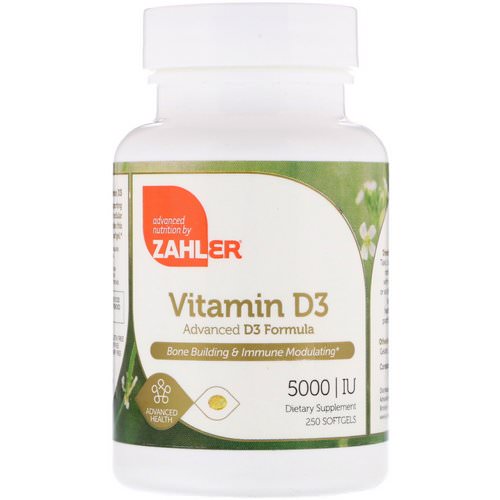 Zahler, Vitamin D3, Advanced D3 Formula, 5000 IU, 250 Softgels Review