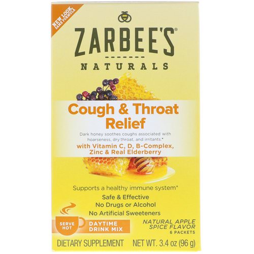 Zarbee's, Cough & Throat Relief, Daytime Drink Mix, Natural Apple Spice Flavor, 6 Packets, 3.4 oz (96 g) Review