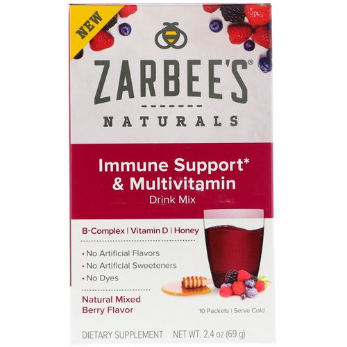Zarbee's, Immune Support & Multivitamin Drink Mix with B-Complex, Vitamin D, Honey, Natural Mixed Berry Flavor, 10 Packets, 2.4 oz (69 g) Review