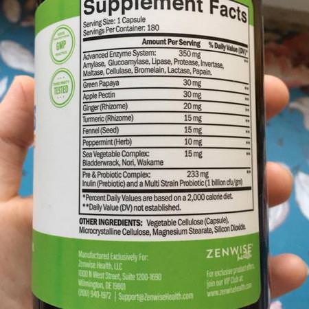 Zenwise Health, Daily Digestive Enzymes with Prebiotics + Probiotics, 180 Vegetarian Capsules Review
