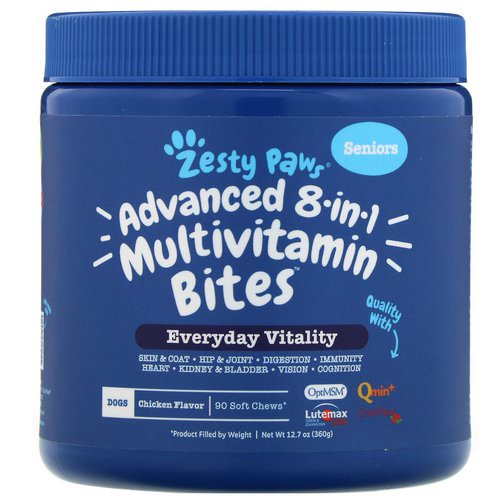 Zesty Paws, Advanced 8 in 1 Multivitamin Bites for Dogs, Everyday Vitality, Senior, Chicken Flavor, 90 Soft Chews Review