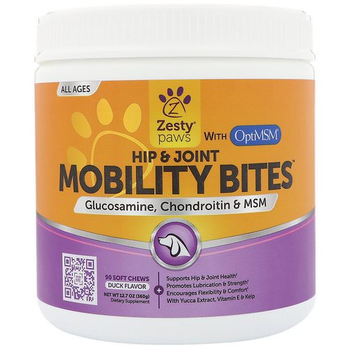 Zesty Paws, Mobility Bites for Dogs, Hip and Joint Support, All Ages, Duck Flavor, 90 Soft Chews Review