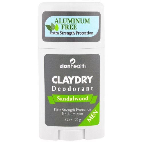 Zion Health, ClayDry Men's Deodorant, Sandalwood, 2.5 oz (70 g) Review
