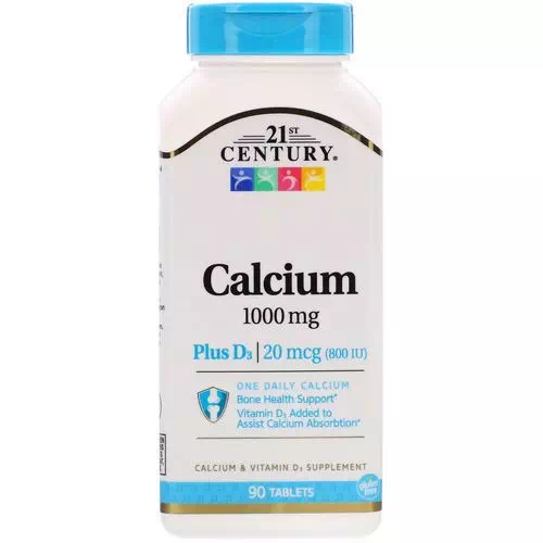 21st Century, Calcium Plus D3, 1,000 mg / 20 mcg, 90 Tablets Review