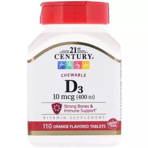 21st Century, Vitamin D3, Chewable, Orange Flavored, 400 IU, 110 Tablets Review